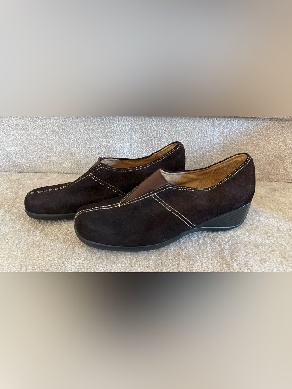 Naturalizer Women's Dark Brown Leather Suede Slip-On Loafers